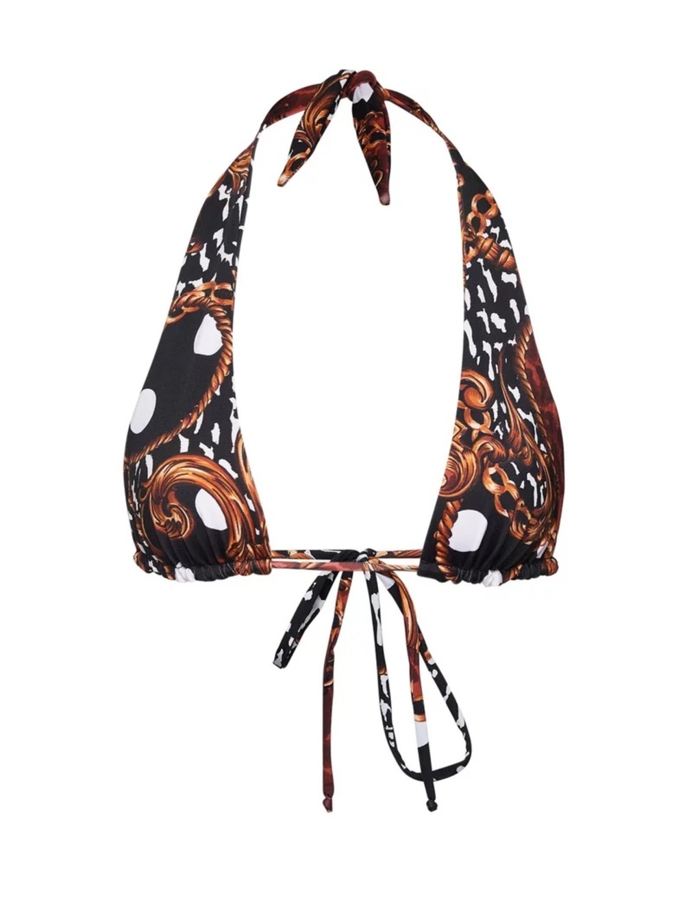 NWOT iNAMORATA Black and Brown Print Halter Bikini Top